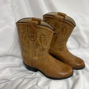 Cowboy Boots Unisex Kids size 7 Western Boot, Tan Canyon, Cowhide Skin